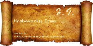 Hrabovszky Irma névjegykártya